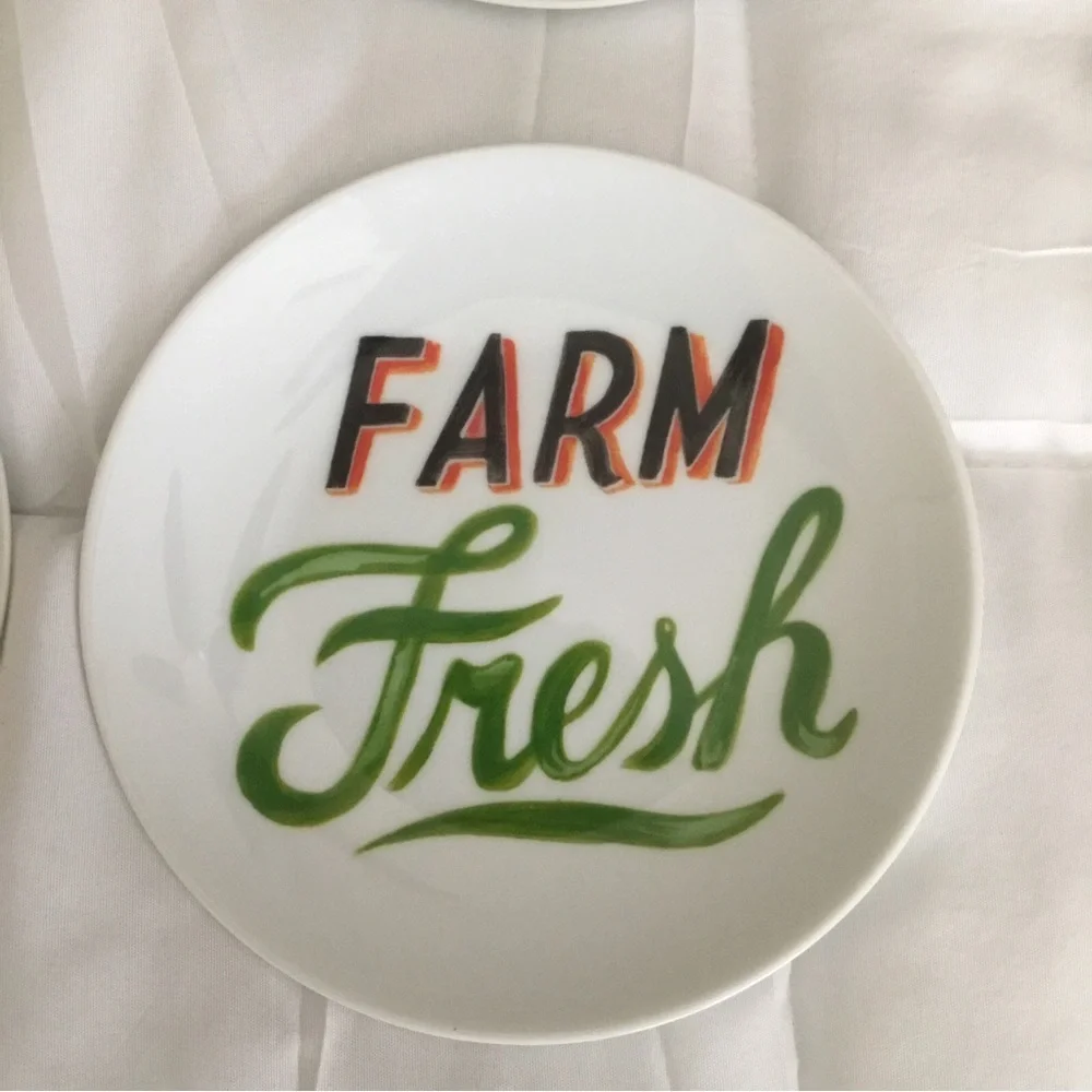 Paper Source Farmhouse Side Appetizer Plates Typography Fall Farmers Market 2014